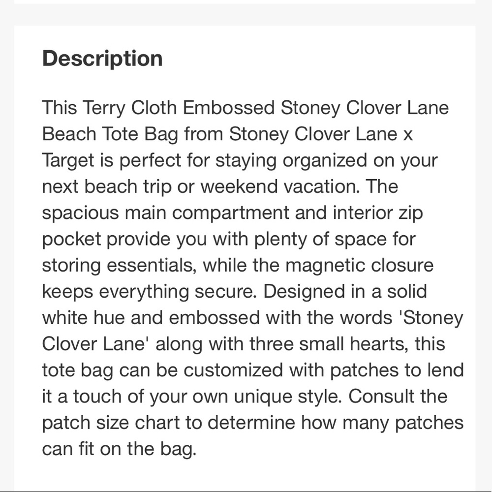 Stoney Clover x Target White terrycloth tote - Picture 5 of 7